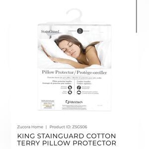 KING STAINGUARD COTTON TERRY PILLOW PROTECTOR